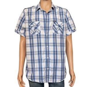 buffalo david bitton Shirt  short  Sleeve L Blue & white